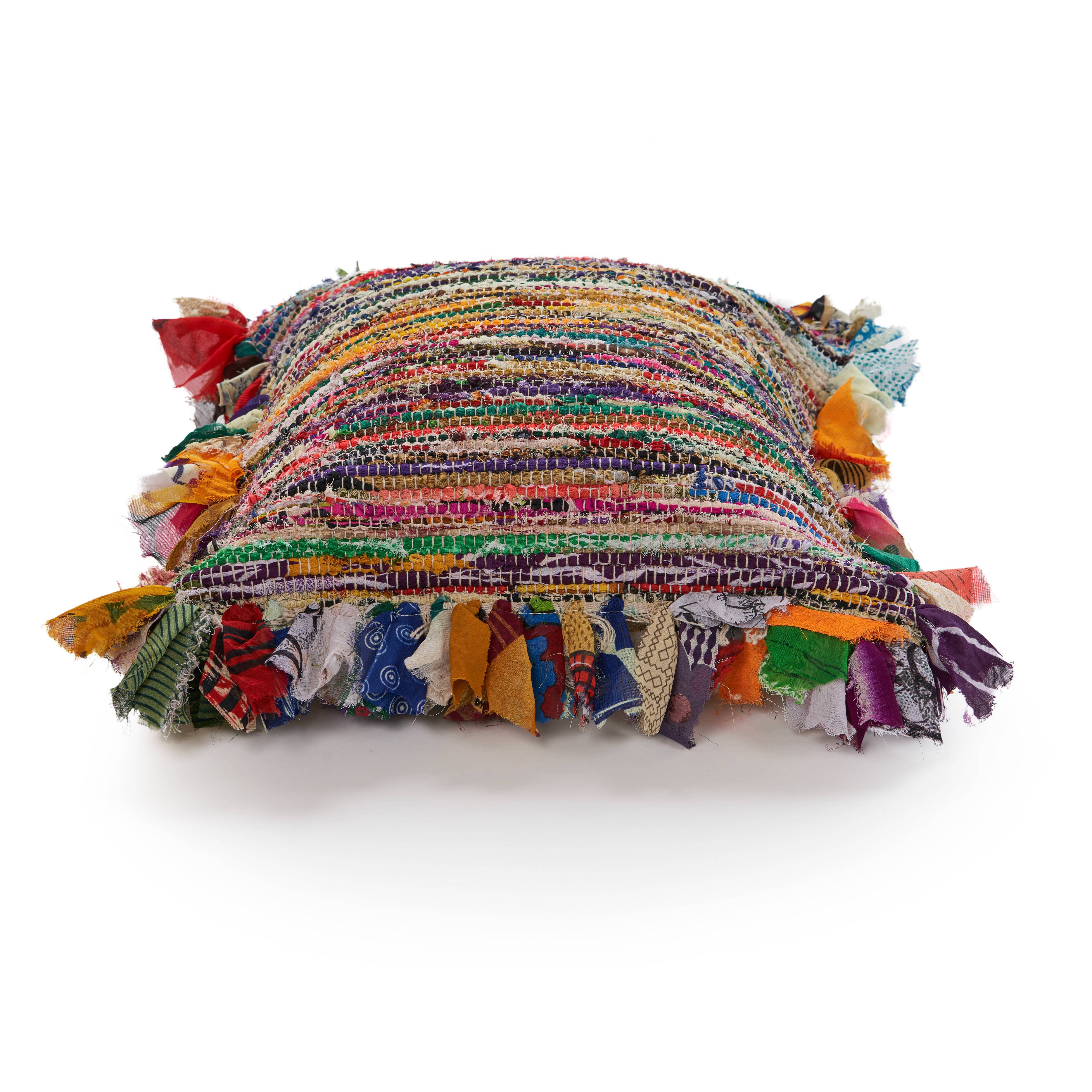 Multi Chindi Stripe Recycled Throw Pillow – Handmade, 100% Recycle for wholesale on Faire1