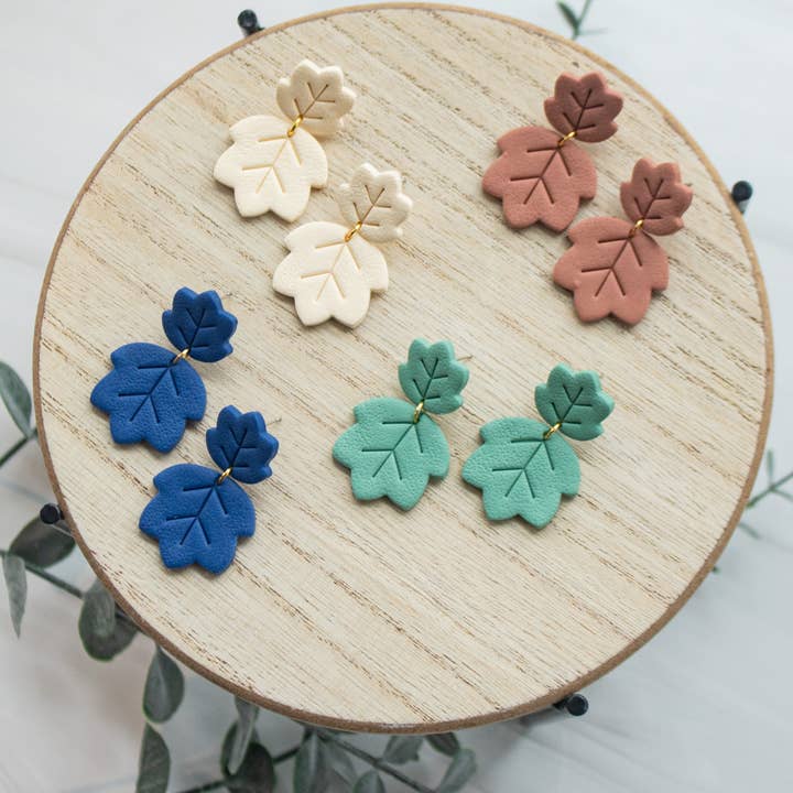 EJ Clay Co - Venta al por mayor Pendientes colgantes - Cuelgan hojas con estampado otoñal1