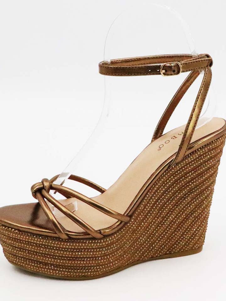 Mars Sky Shoes Wholesale - Wholesale Wedges - Women's - Bamboo CHOSEN-58 Glittering Rhinestone Wedge Sandals