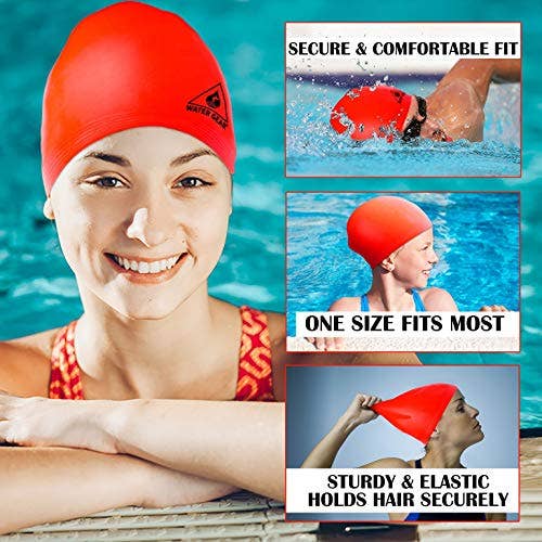 Water Gear - Vente Bonnet de bain – unisexe - Bonnet de bain en latex Water Gear - Réduisez le temps sur vos genoux6