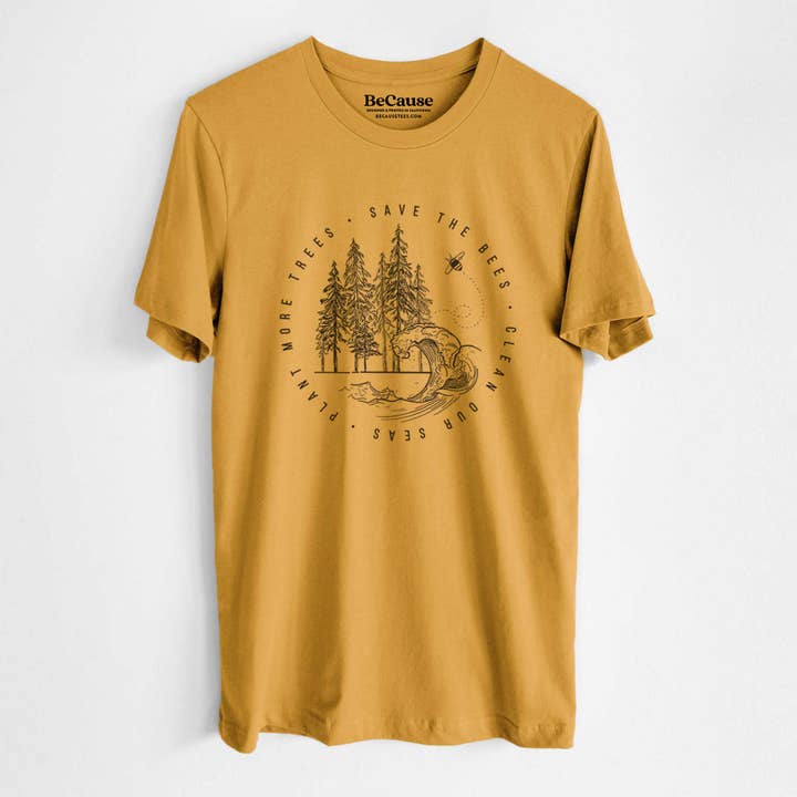 Save the Bees, Clean our Seas, Plant more Trees - Lightweight 100% Cotton Unisex Crewneck for wholesale by Because Tees