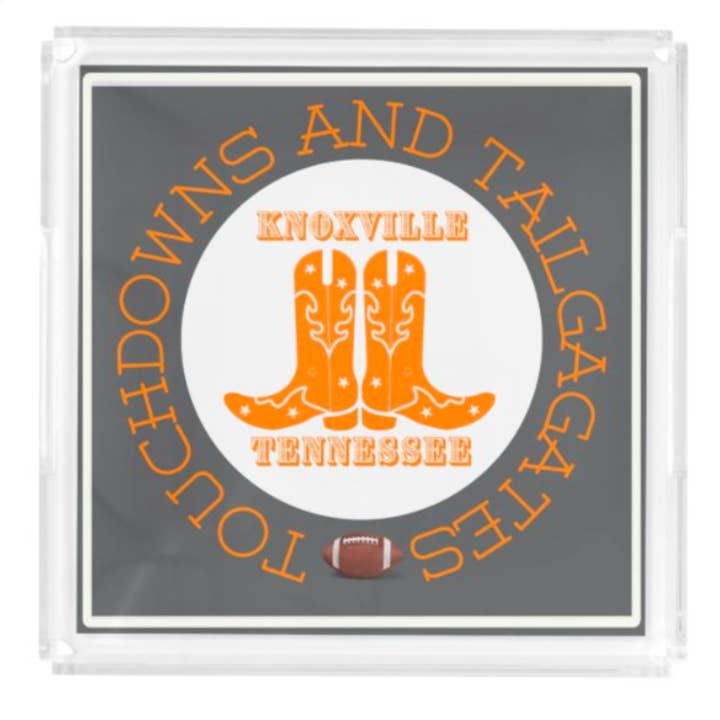 Vassoio da portata in acrilico - Stivali da giorno di gioco pronti - KNOXVILLE TENNESSEE per la vendita all'ingrosso da parte di Thomas and Lee Company