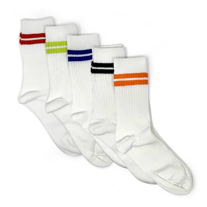 Rainbow Unicorn Birthday Surprise - Wholesale Socks - Women's - Retro Ribbed Denise Tube Socks with Varsity Stripes2