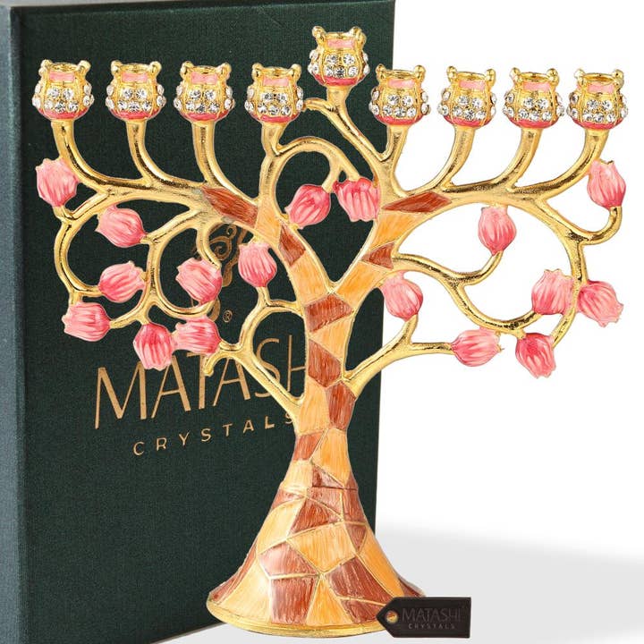 Matashi - Wholesale Menorah - Matashi Hand-Painted Spinning Dreidel and Enamel Menorah1
