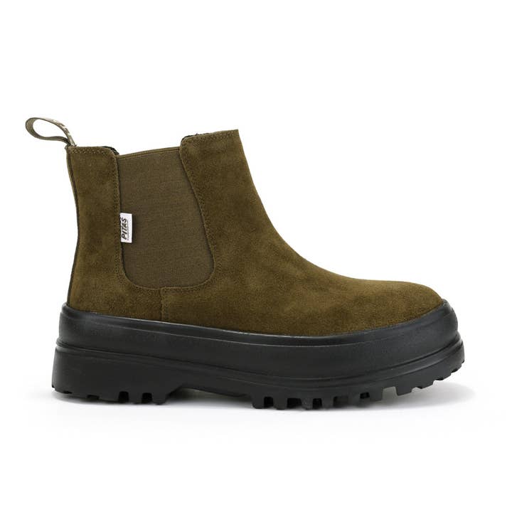 Chunky Khaki Suede Chelsea Boots for Women for wholesale by Walk In Pitas UK