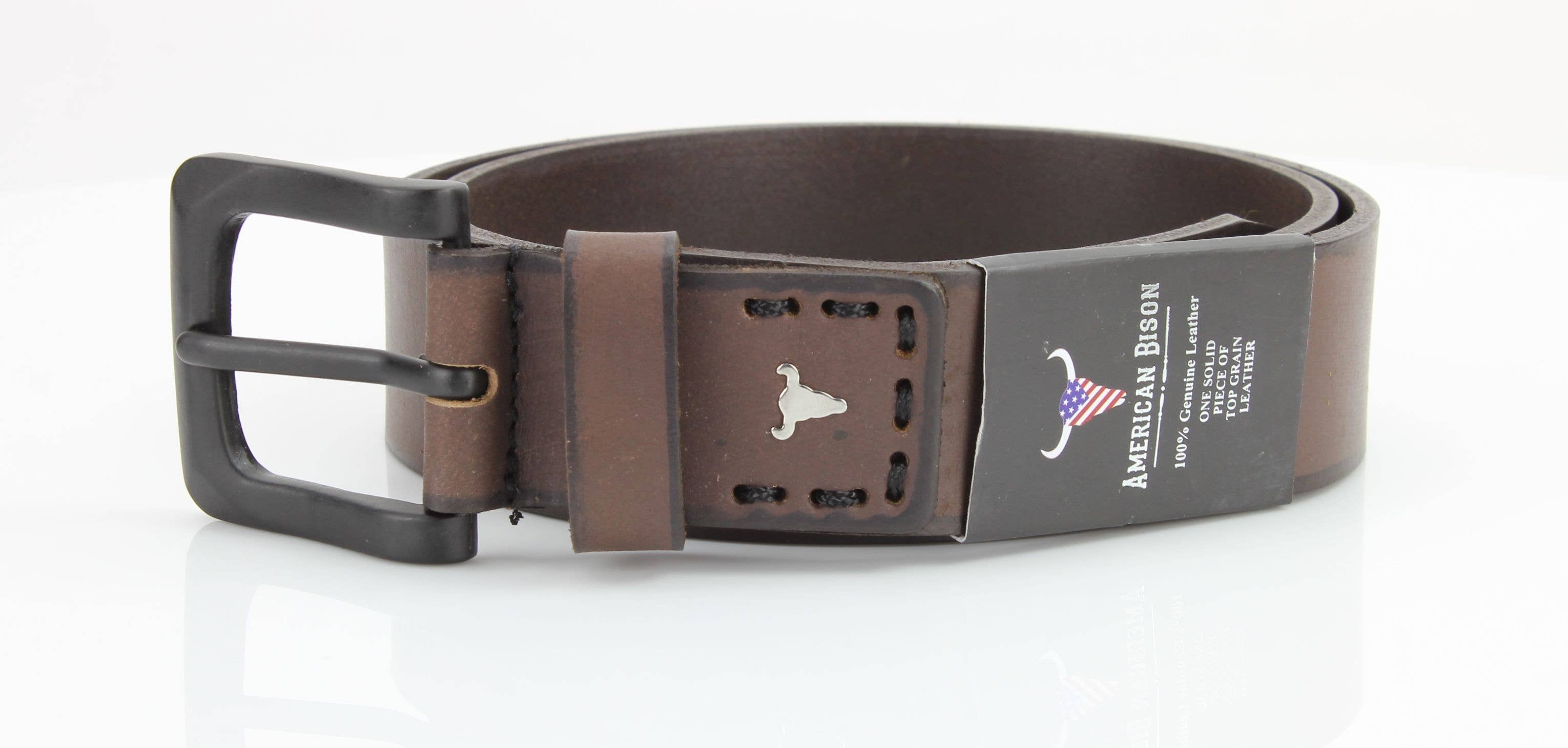 Leather Impressions Inc - Vente Ceinture – unisexe - Ceinture en cuir classique avec coutures fines et logo - ABB 01011