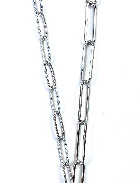 MC447S NK-Front Toggle Paperclip w/Stoned Teardrop/Silver for wholesale by Lost & Found Trading