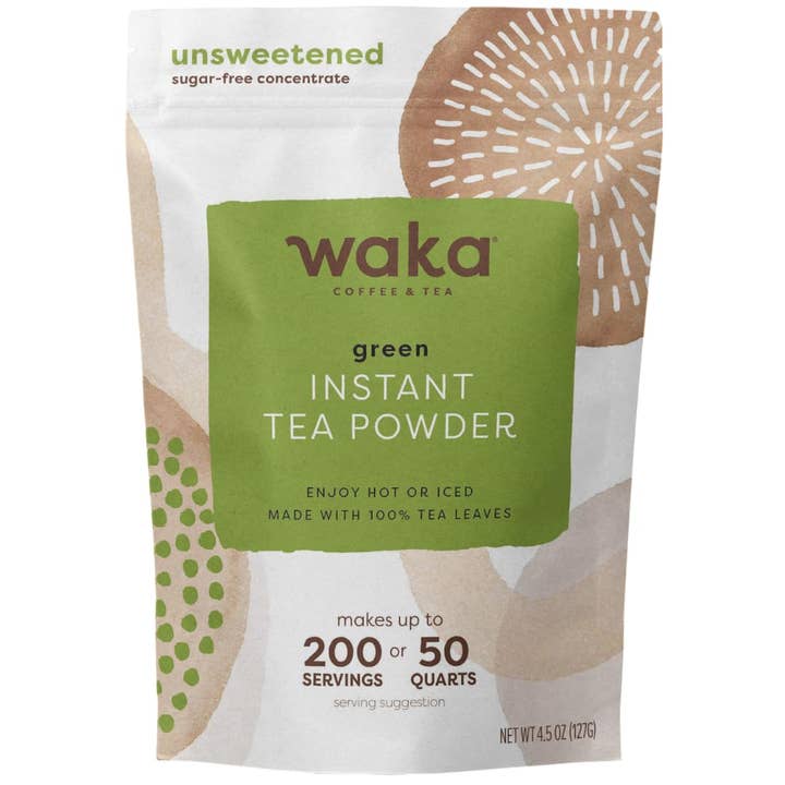 Waka Coffee & Tea - Wholesale Iced Tea - Classic Green Unsweetened Instant Tea Powder 4.5 oz Bag
