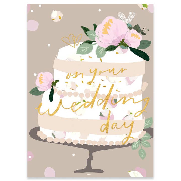 WEDDING CAKE WEDDING GREETING CARD 4.5 x 6.25" for wholesale by Calypso Cards LLC