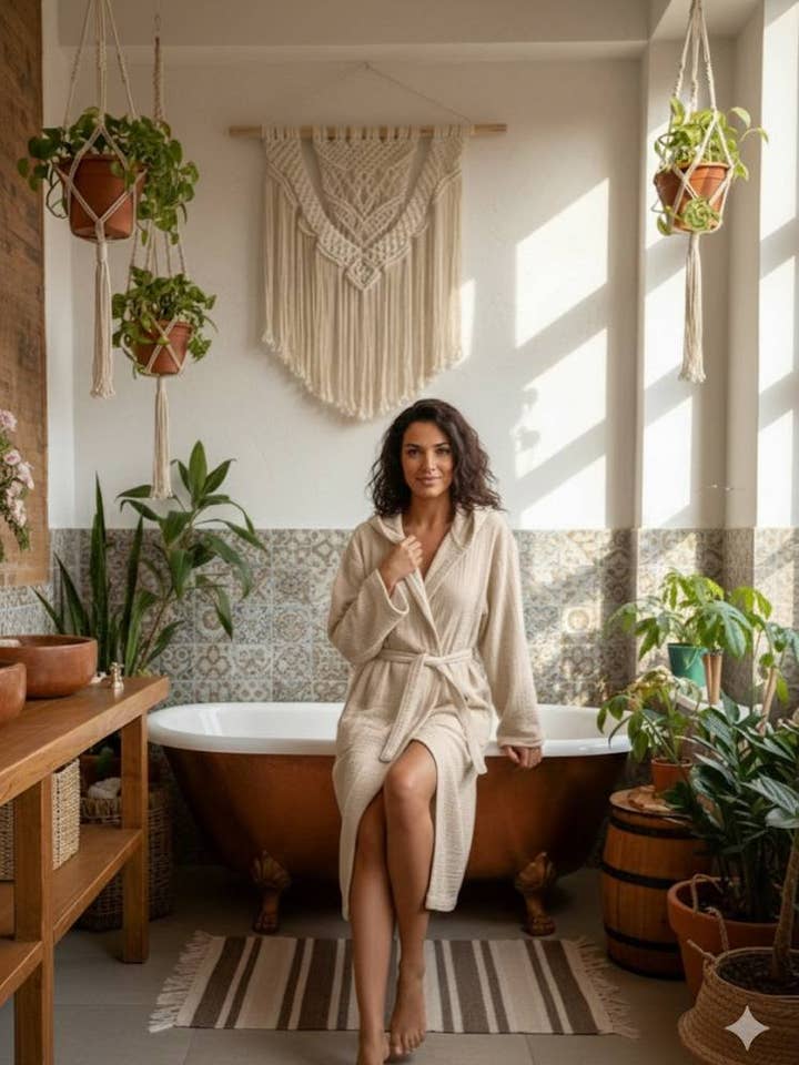 4-lagers muslin bomullsbadrock – Mjuk, bred passform grossist för wholesale av Uzman home textile