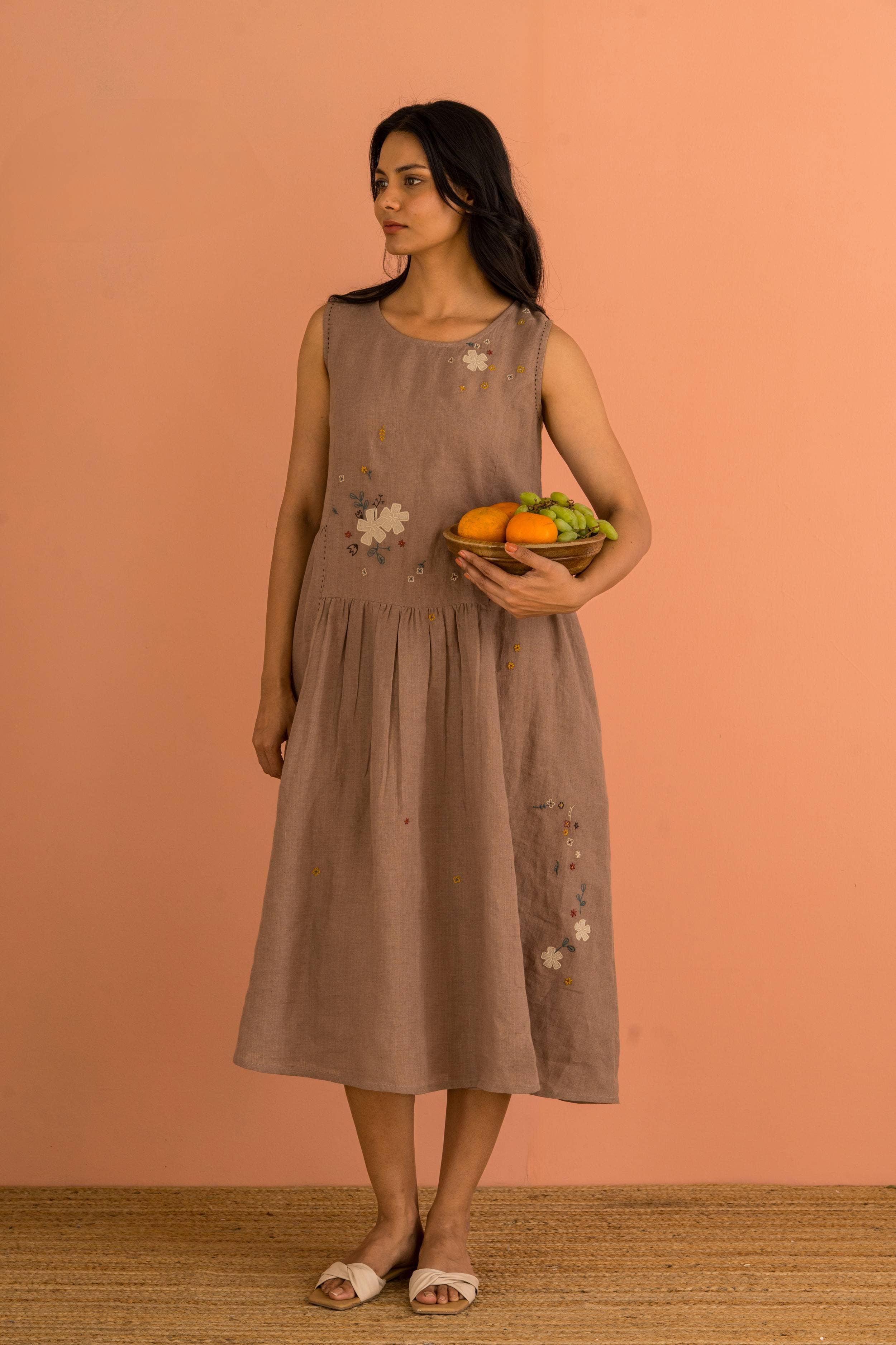 Muted Mocha Linen Erica Dress for wholesale on Faire0