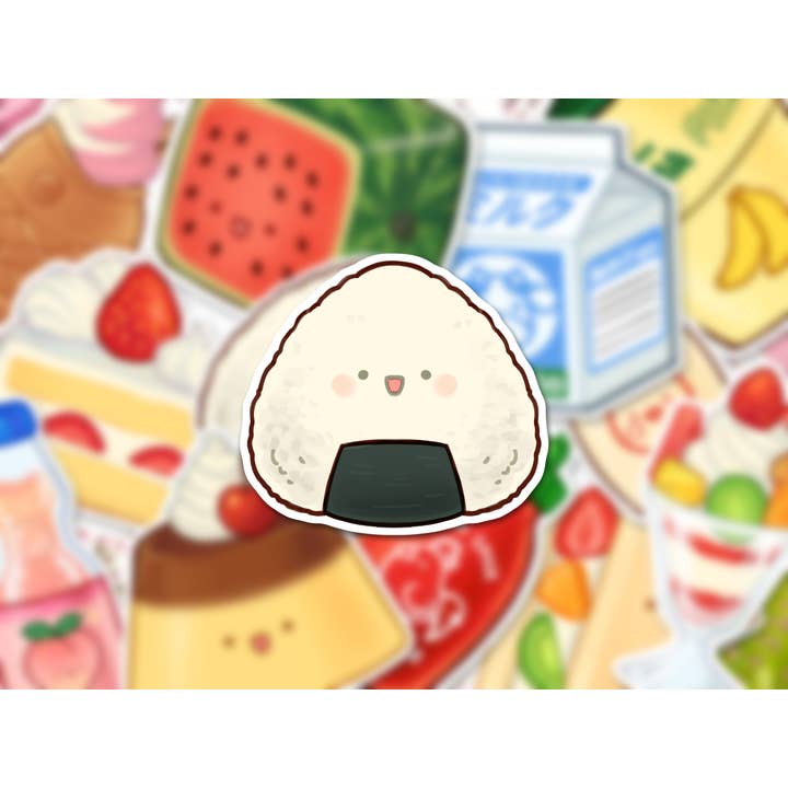 Adhesivo de vinilo Onigiri Rice Ball, 2.75 pulgadas, resistente al agua para venta al por mayor de Lilimoon
