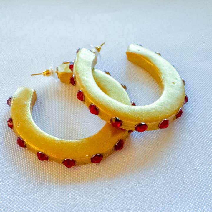 Red Studded Hoops for wholesale by Hidden Truth Jewelry