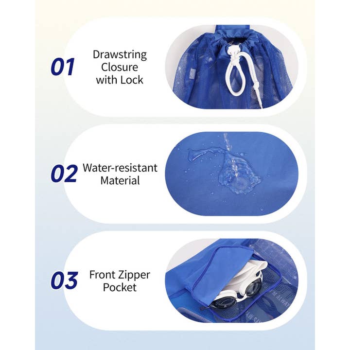 wandf - Wholesale Beach Bag - Mesh Drawstring Bag Swim Bag Quick-Dry Shoulder Strap40