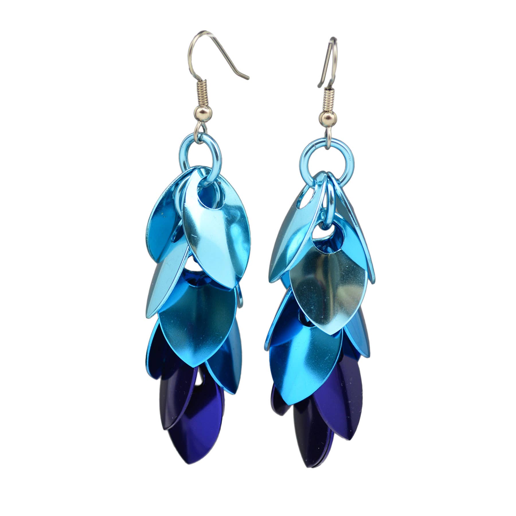Rebeca Mojica Jewelry - Wholesale Dangle Earrings - Cascading Feathered Long Earrings - Chicago Blues0