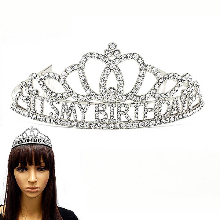 ITS MY BIRTHDAY Rhinestone Bling Tiara for wholesale by Diacly
