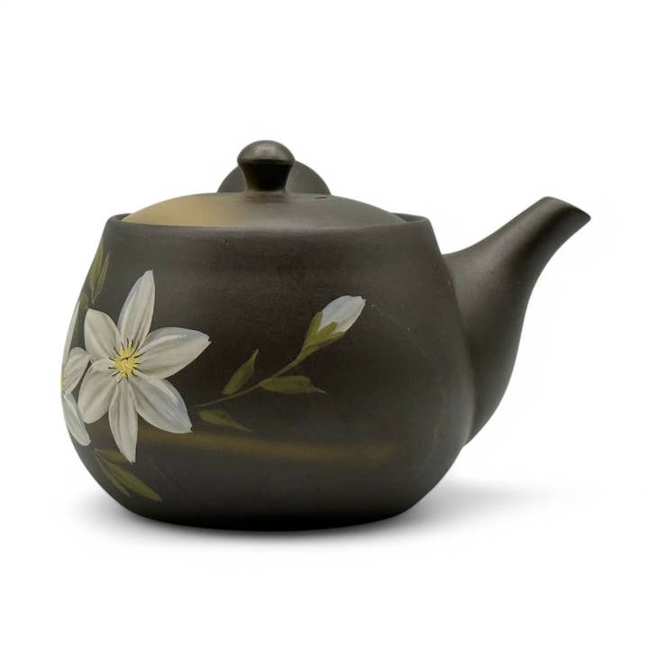 Inoue Tea – wholesale Tea pot – Kaiga Hana Black Tokoname-yaki Kyusu - Japanese Teapot