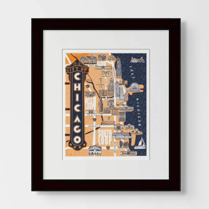 Chicago Illinois City Map - Wall Art Print - home/decor gift for wholesale by 22nd of Never