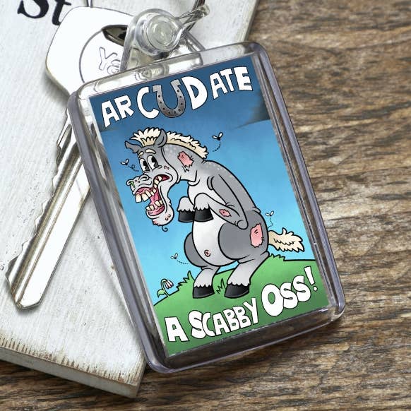 Air Cud hat einen Scabby Oss gegessen! Schlüsselanhänger für den Großhandel von Black Country Cards