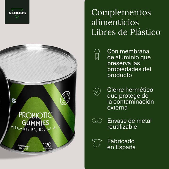 Aldous Bio – Großhandel Nahrungsergänzungsmittel/Vitamin zum Einnehmen – Aldous Bio Probiotika- und Vitamin-Gummibärchen | 120 Stück5