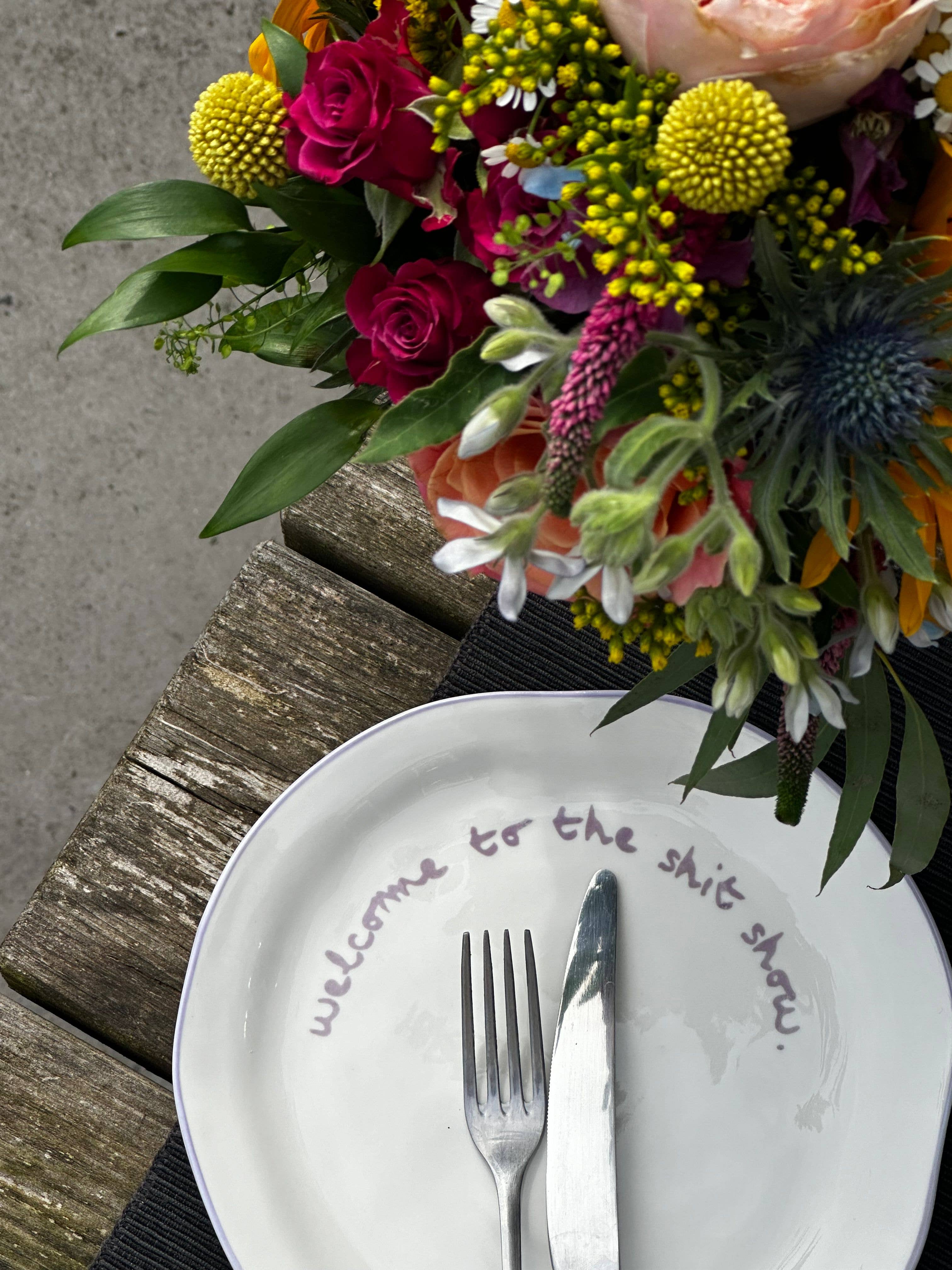 MÆGEN – wholesale Dinner plate – Statement Plate - 'welcome to the shit show.'3