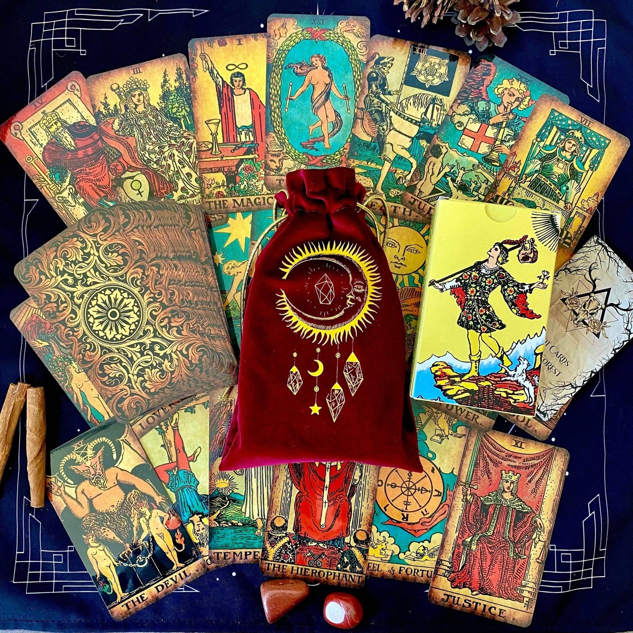 DarkForestLTD - Vente Cartes de tarot - Jeu de tarot vintage sans bordure The Rider Waite0
