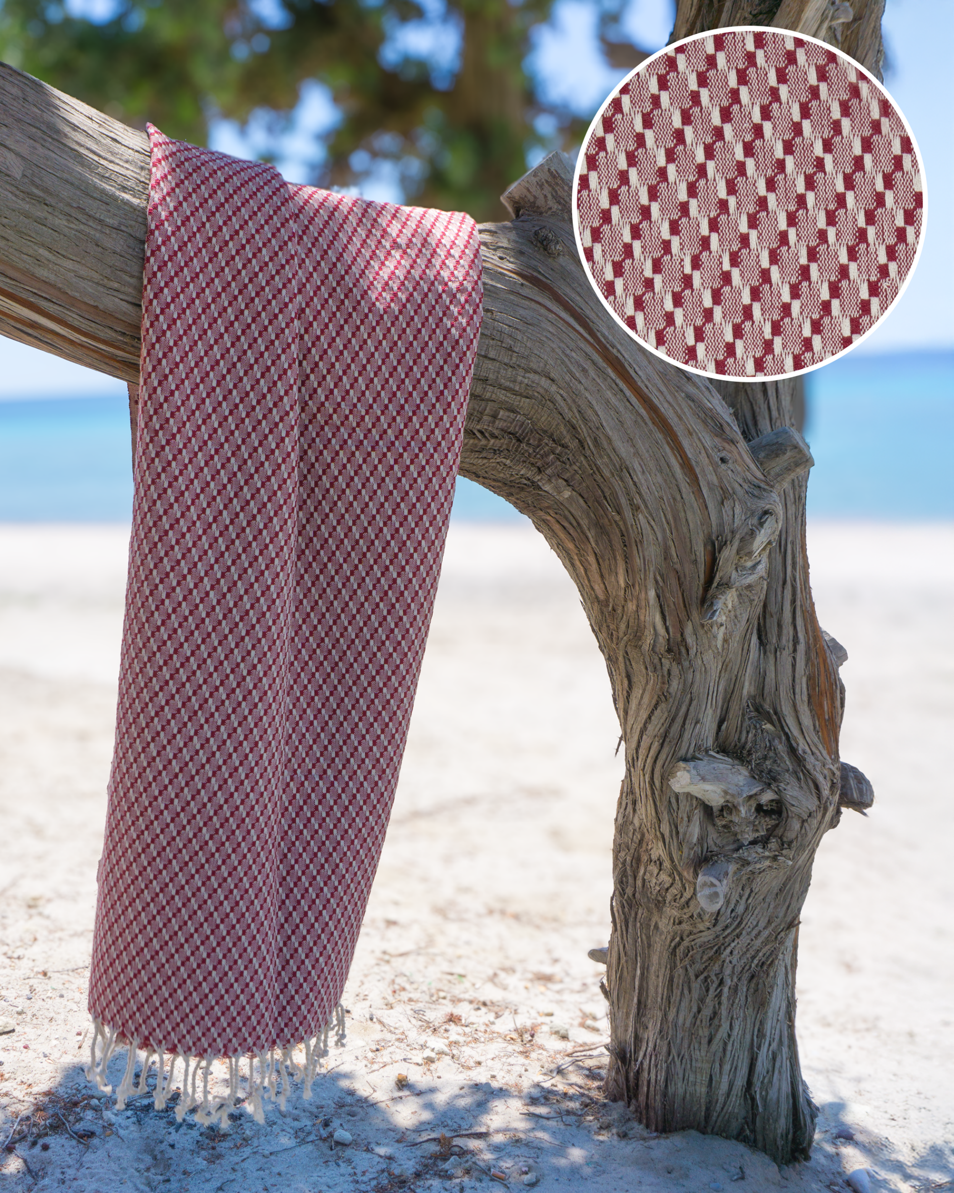 Samimi - Wholesale Beach Towel - NOOSA Beach Towel, Turkish Hammam Towel, Fouta - RedNOOSA Cotton Hammam Towel, Decorative Throw - Red (180x100 cm)1