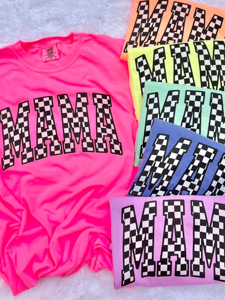 Southern Backroad Tees LLC - Wholesale T-Shirt (Graphic) - Women's - Checkered Mama Neon Tee
