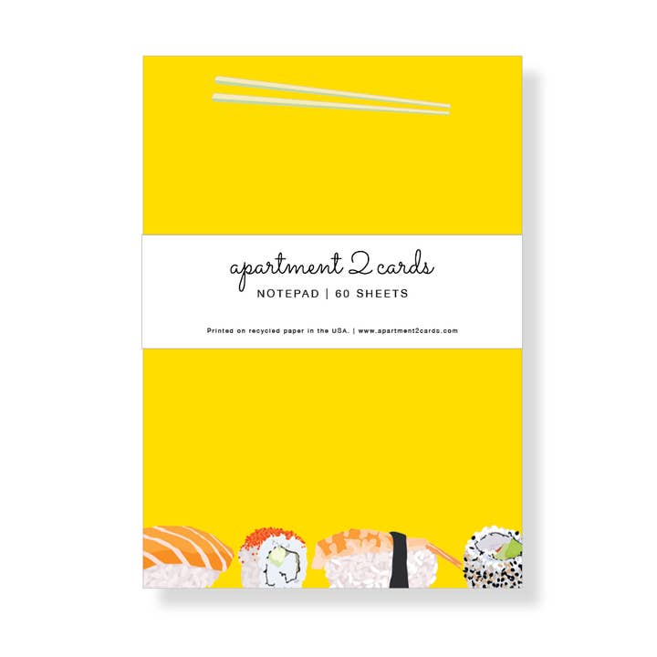Apartment 2 Cards - Wholesale Notepad - Sushi 4.75x6.5" Notepad0