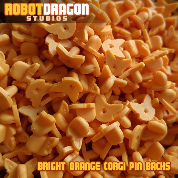 Hellorange Corgi-Pin-Rückseite für den Großhandel von Robot Dragon Studios