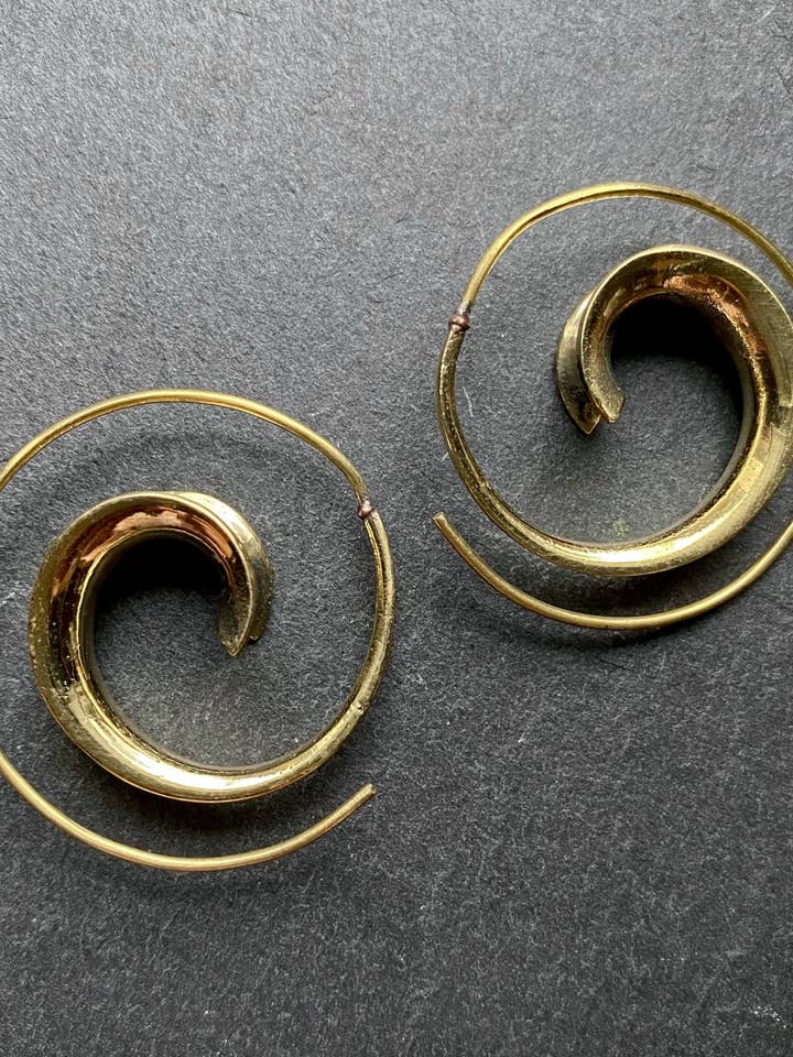 Brass Spiral Hoop for wholesale by Siren Silver Ltd