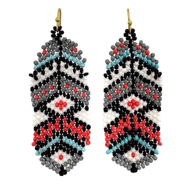 Western Native Turquoise Seed Bead Earrings for wholesale by Lunar Deer