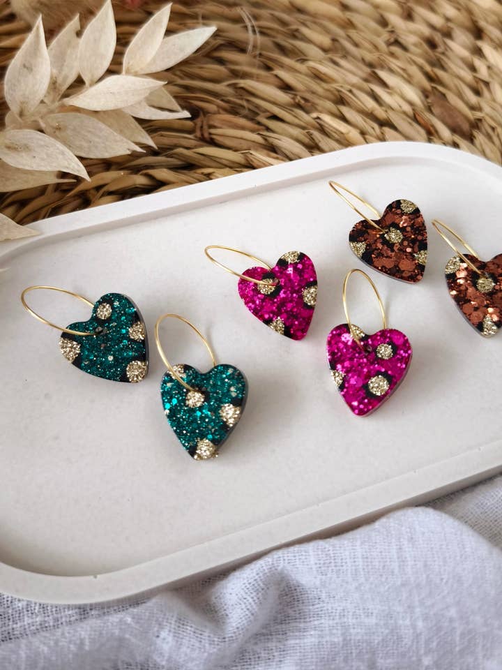 Creole heart Glitter Graou (color of your choice) for wholesale by Les Noeuds de Maman