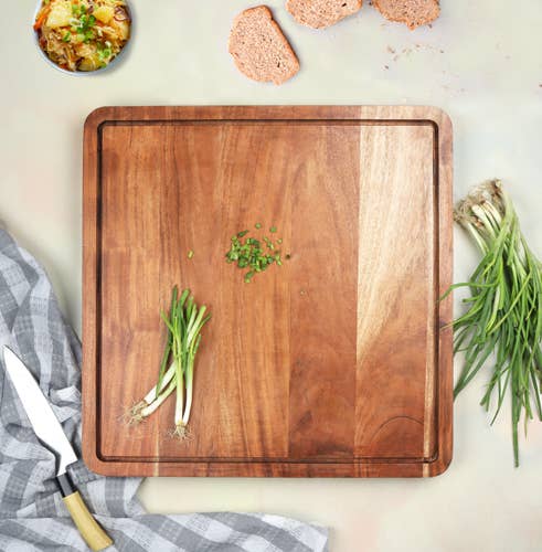 India Handicrafts Inc - Wholesale Cutting board - Acacia Wood Butcher Block with Juice Groove & Handles