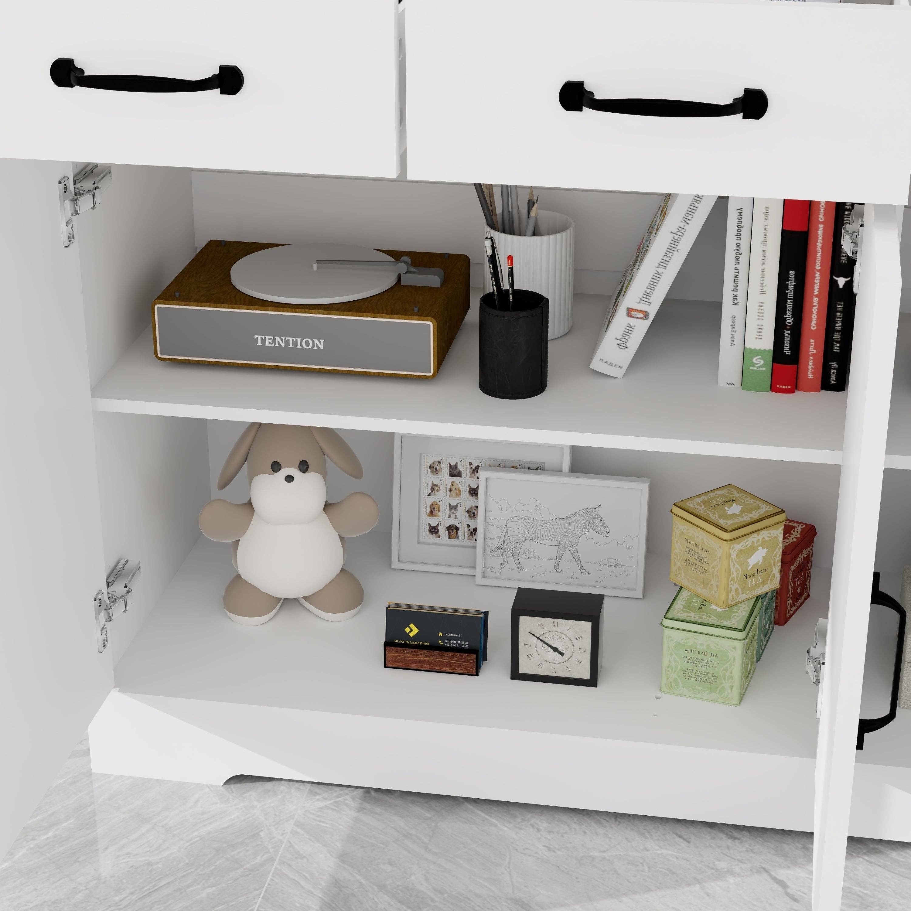 39F Inc. - Wholesale Cabinet - Farmhouse Buffet Cabinet with 3 Drawers & 3 Doors – White9