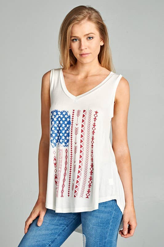 LA Soul - Wholesale Tank Top - Women's - 4th Of July American Flag Print Flowy Tank tops3