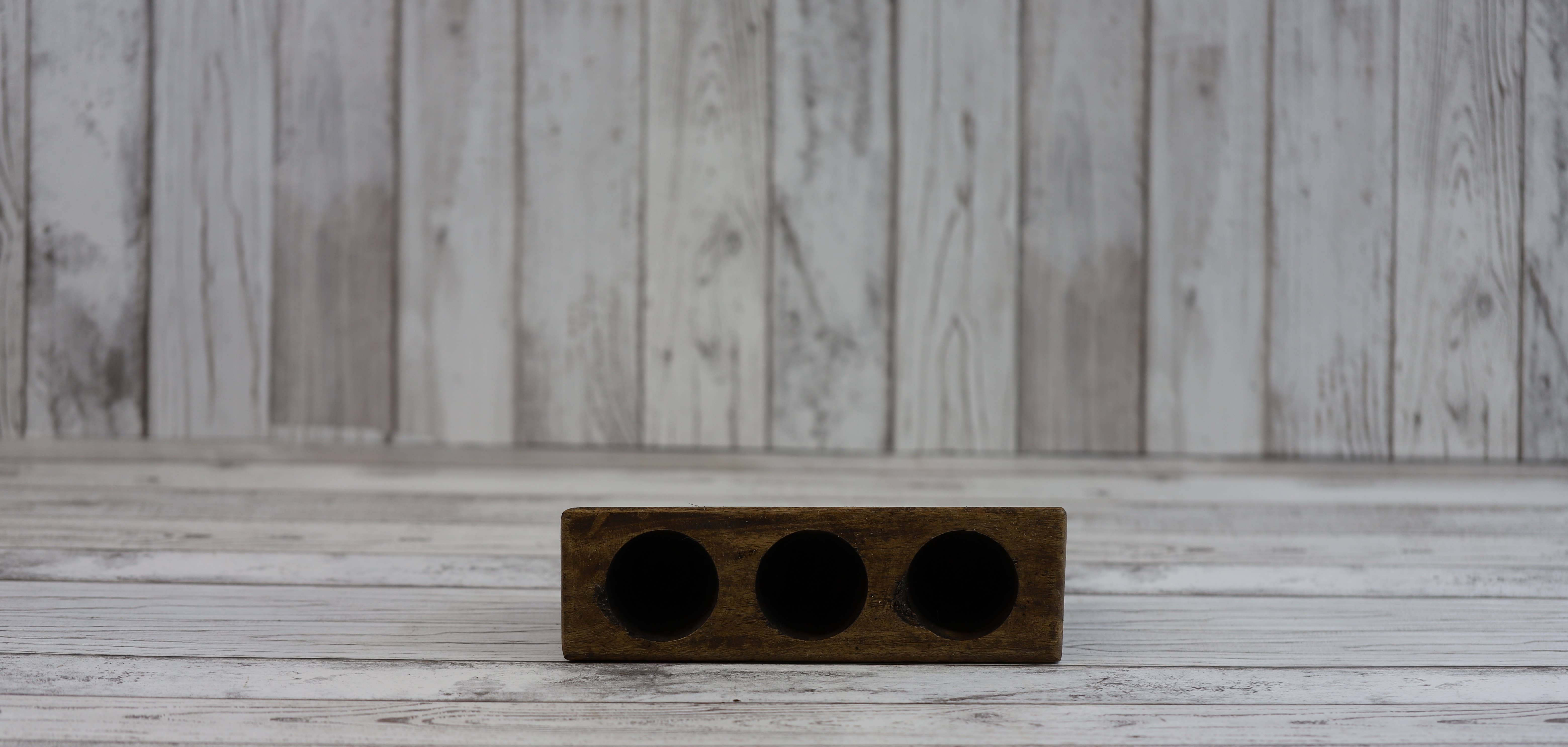 VALENTINA IMPORTS INC - Wholesale Candle Holder - 3 Hole Sugar Mold ( Wood) 2