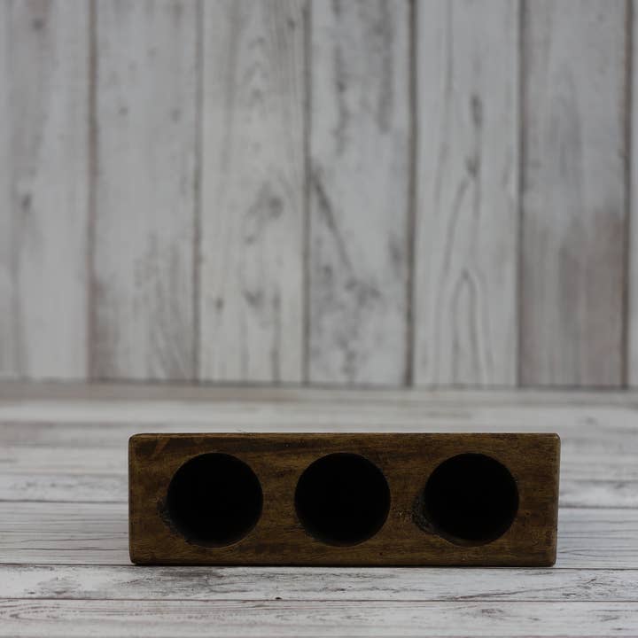 VALENTINA IMPORTS INC - Wholesale Candle Holder - 3 Hole Sugar Mold ( Wood) 2
