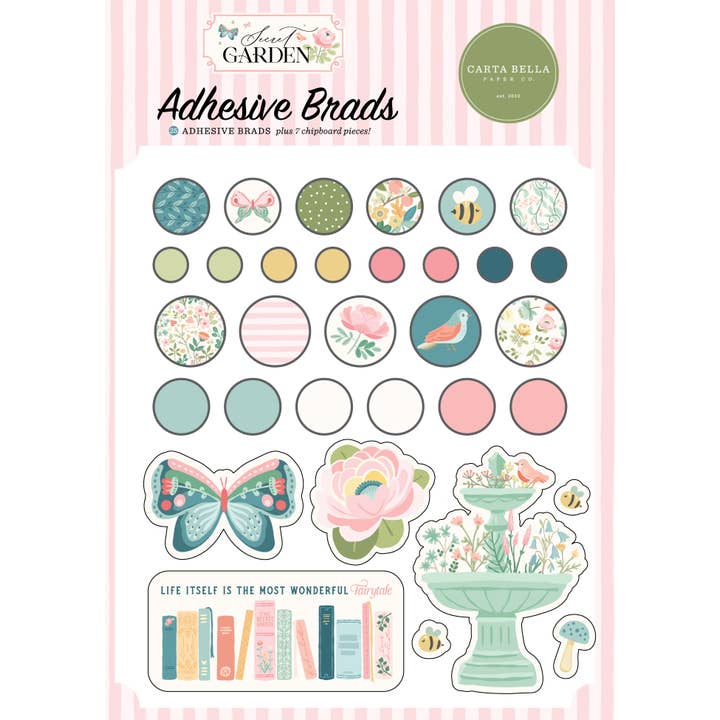 Brads adhésifs Secret Garden pour la vente par Echo Park Paper Co.