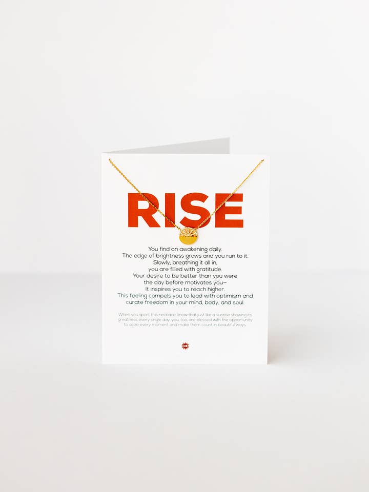 RISE | Gold necklace with CZ sunrise pendant for wholesale by CHEEKYBOOM