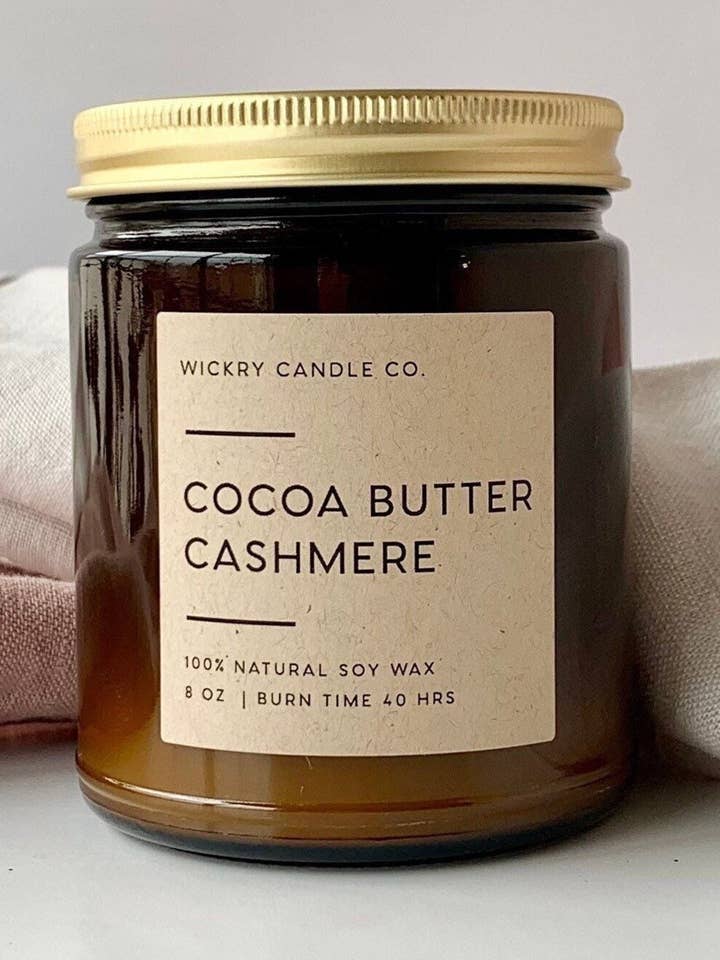 Cocoa Butter Cashmere 8 oz Soy Candle for wholesale by Wickry Candle Co.