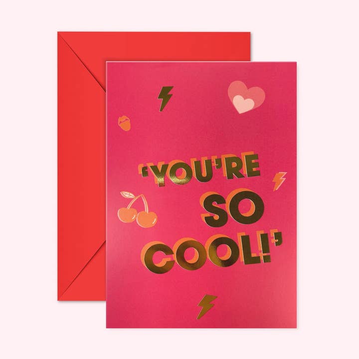 You're So Cool Gold foil - Valentines Card voor wholesale door DOODLE MOO LTD