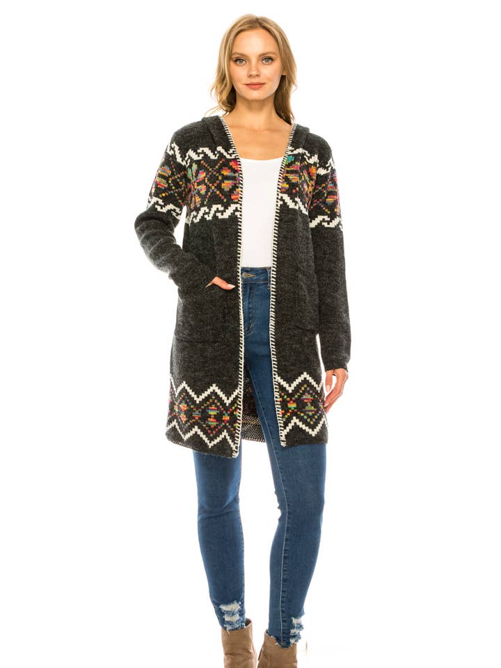 Gilet à capuche en maille à rayures florales CLR-OUG81327 pour la vente par Oceanus Apparel