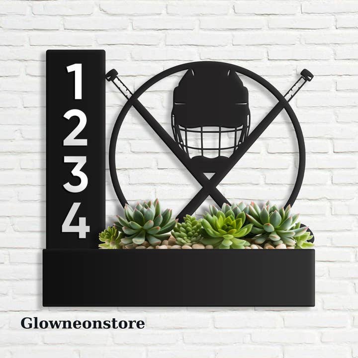 Glow Neon - Wholesale Sign - Custom Ice Hockey Succulent Plant House Number Address Sign1
