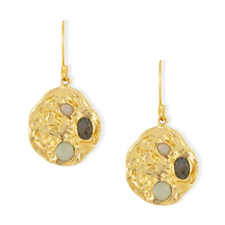 Rhode Ædelstensmønt Øreringe for engroshandel hos Ashiana London