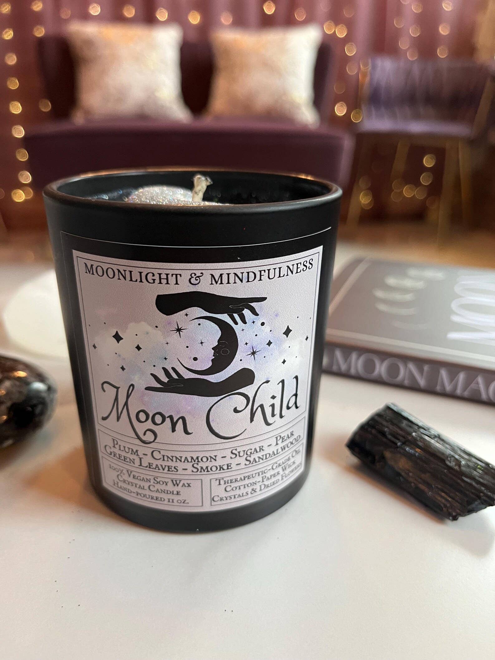 Moonlight & Mindfulness - Wholesale Jar/Filled Candle - Moon Child 100% Soy Wax Crystal Candle, Celestial, Vegan1