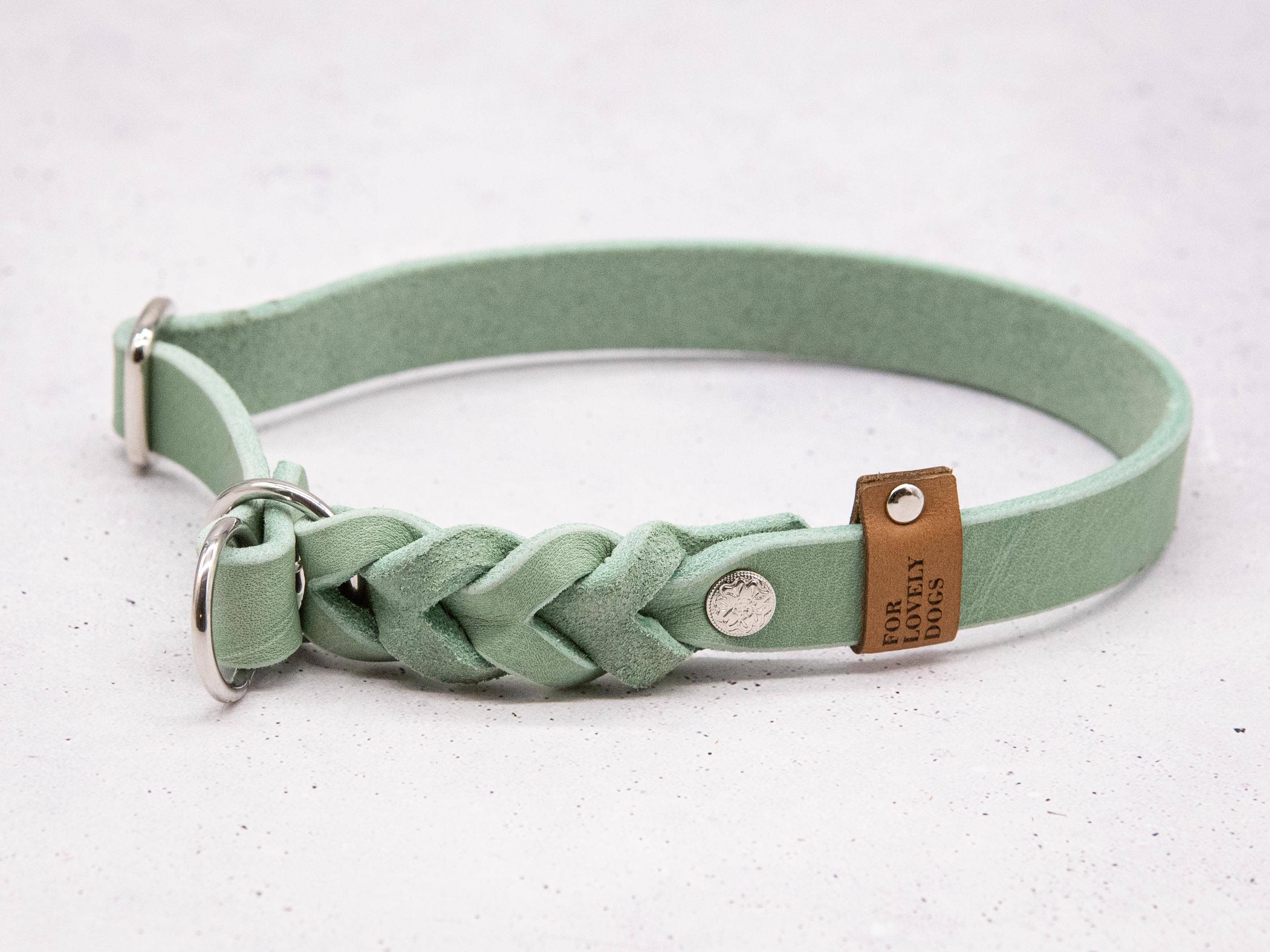 FOR LOVELY DOGS / Linda Jansen – coleira - Cão por atacado – Coleira de couro verde-menta4