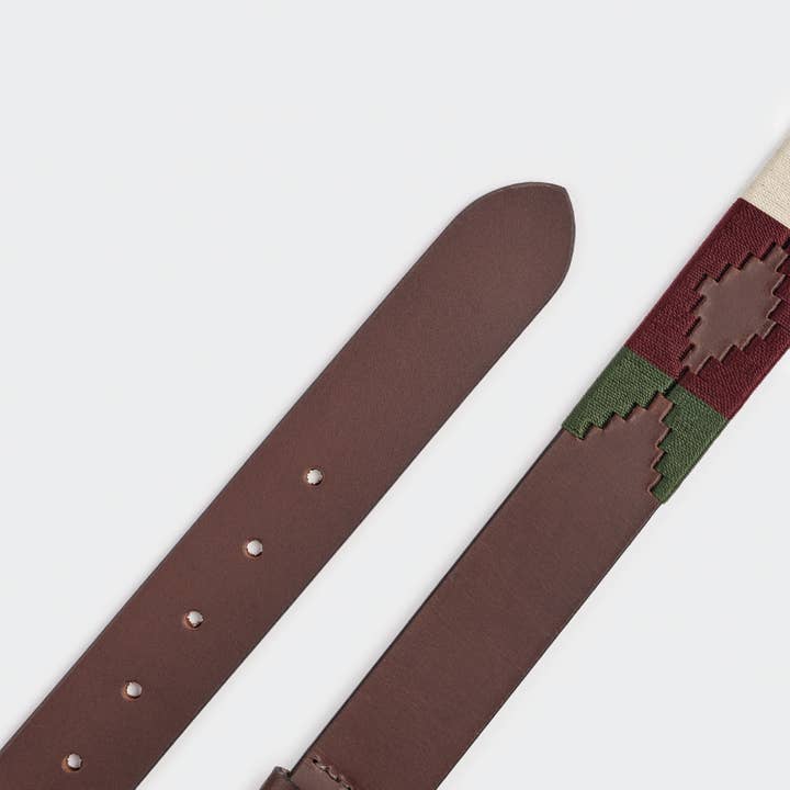 Ibex England - Wholesale Belt - Men's - Ibex England Polo Belt - Green/Cream/Burgundy