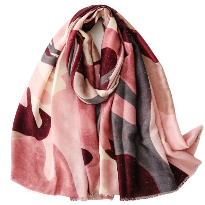 Funkyrel® Atzbranding Limited - Wholesale Scarf - Women's - Scarvii - Abstract Art Scarf with Gold Foil & Glitter1