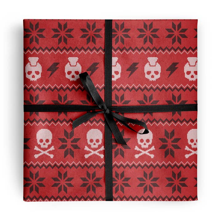 Punk Holiday Sweater Gift Wrapping Paper for wholesale by Rock'N Paper